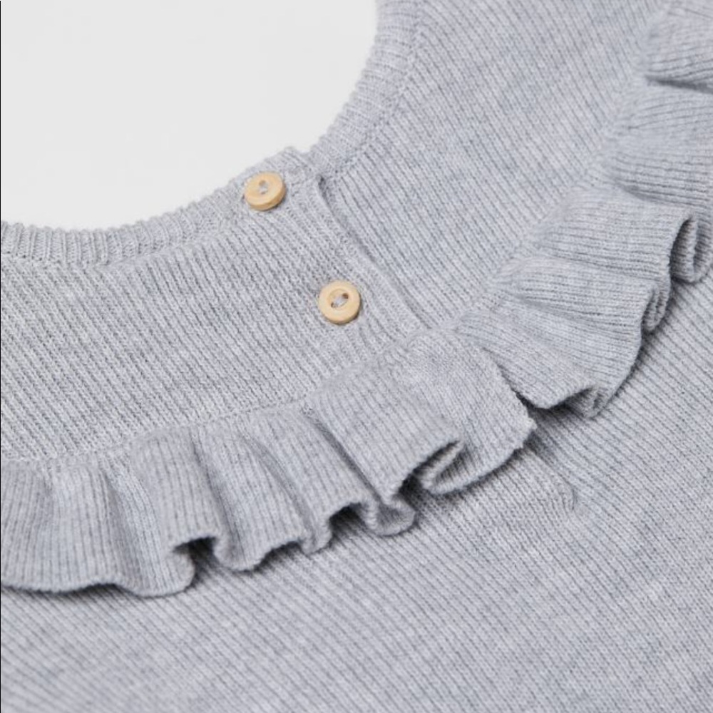 H&M Light Gray Ruffle Knit Dress - Picture 2 of 4